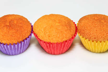 colorful Cupcake bread place on white backgroundの写真素材