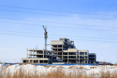 construction site skyline,structure under construction in winter