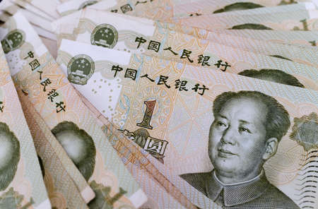 China rmb 1 dollar cash closeup viewの写真素材