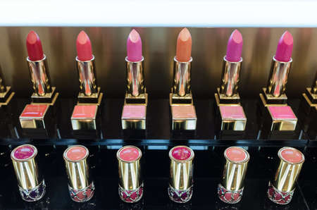 Singapore-07 JAN 2017: Yves Saint Laurent lipstick sale in shopping mall