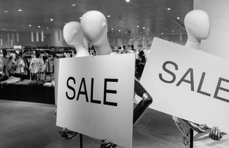 sale sign board in shopping mall displayの写真素材