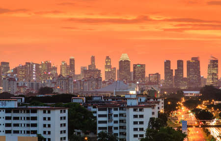 Singapore-13 DEC 2017:Singapore night skyline view from residential areaの写真素材