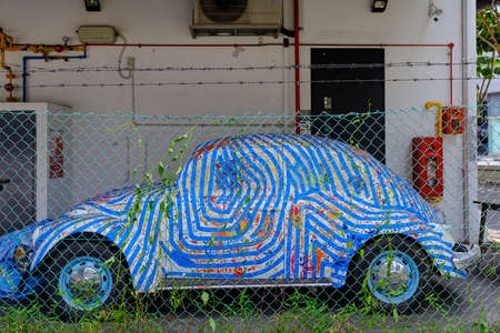 Singapore-16 DEC 2017: abandon vintage style car on the street