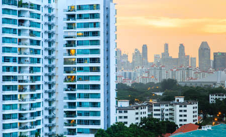 Singapore-13 DEC 2017: Singapore city view from high rise residential buildingのeditorial素材