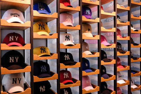 Seoul,Korea-24 APR 2019:Various type of cap at supermarket shelfの写真素材