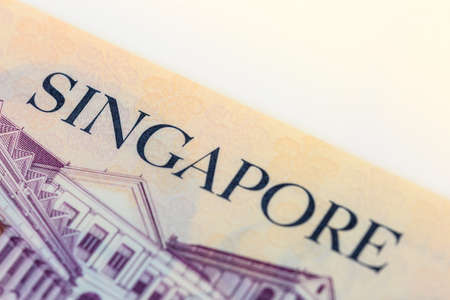 bank note singapore dollars closeup detail viewの写真素材