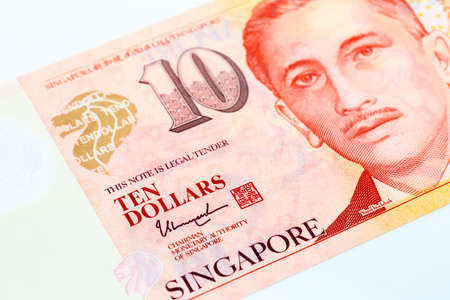 bank note singapore dollars closeup detail viewの写真素材
