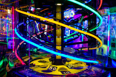 Singapore-29 JAN 2020:gaming machine closeup view in dark backgroundの写真素材