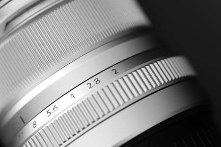 The lens part of the old style camera closeup viewの写真素材