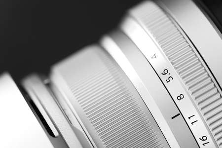 The lens part of the old style camera closeup viewの写真素材