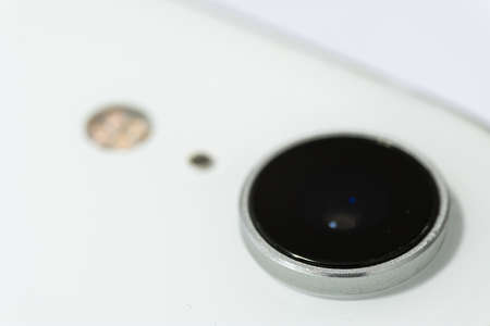 back Camera and flash of smart phone backgroundの写真素材