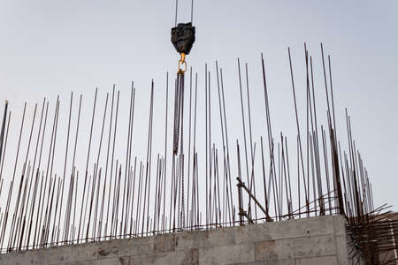Structural steel under construction in the blue sky backgroundの写真素材