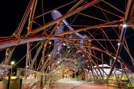 Singapore-26 FEB 2020: light Helix bridge at night in Singaporeのeditorial素材