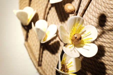 Dried flowers fragrant on fabric wall backgroundの写真素材