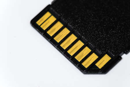Black memory SD. card, isolated on white backgroundの写真素材