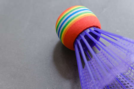 colorful plastic Badminton in the black groundの写真素材