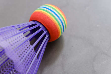 colorful plastic Badminton in the black groundの写真素材
