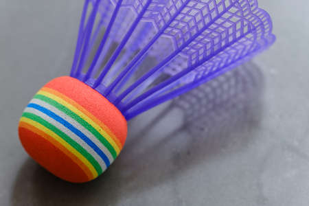 colorful plastic Badminton in the black groundの写真素材
