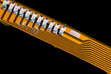 Electronic circuit board with electronic components such as chips close up.の写真素材