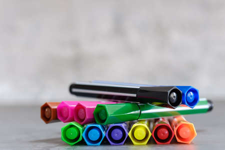 colored markers isolated on the white backgroundの写真素材