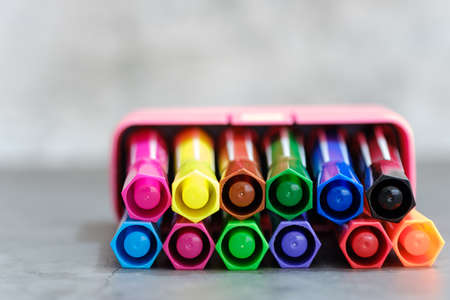 colored markers isolated on the white backgroundの写真素材