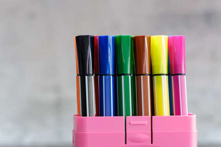 colored markers isolated on the white backgroundの写真素材