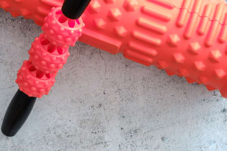 A orange color bumpy foam massage rollerの写真素材