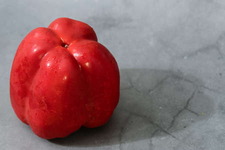Big red pepper on white background isolatedの写真素材