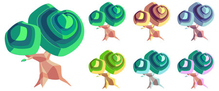 Tree with Simple Shape for Animation Asset Environment Game Sprite Background Novel Cover Kid Magazine Poster etc.のイラスト素材