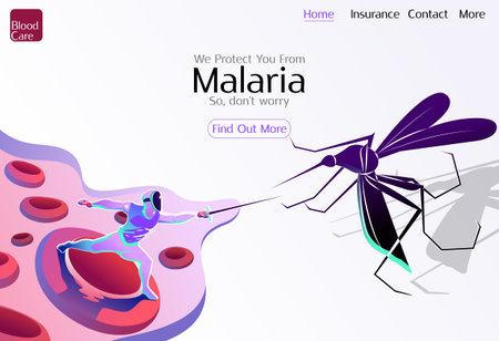 World Malaria Day, healthcare, medical concept. Vector illustration a man with fencing who fight against malaria. Vector illustration for website banner, poster, cover, UI, Landing page, Magazine, Article etc.のイラスト素材