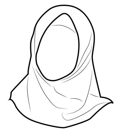 Vector Silhouette Drawing of Muslim Woman with Hijab ,Arab Woman . For Logo Template Icon Hijab Store Muslim Store etc.のイラスト素材