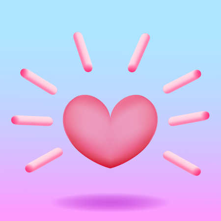Cute 3D rendered illustration vector icon of shining heart.Use for children books, game, animation...