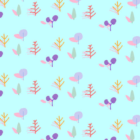 Forest Seamless Pattern . Vector Illustration of Hand Drawn of Various Tree . For Background ,Cover...