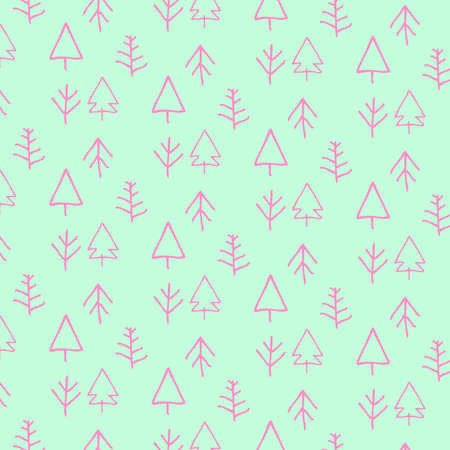 Forest Seamless Pattern . Vector Illustration of Hand Drawn of Various Tree . For Background ,Cover...