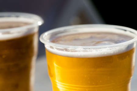 plastic beer glassの写真素材