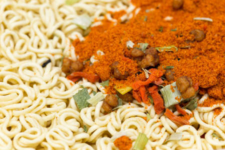 Raw food noodles on the tableの写真素材