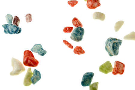 colored mineral stones on a white backgroundの写真素材