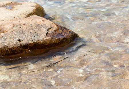colorful rolling stones sea bottom pattern musk seaweedの写真素材
