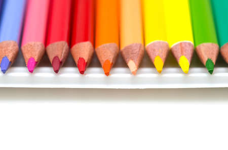 Colored pencils on white backgroundの写真素材