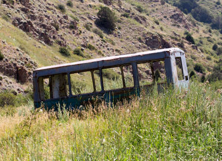 abandoned minibusの写真素材