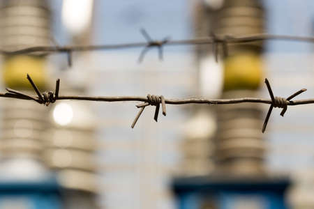 barbed fenceの写真素材