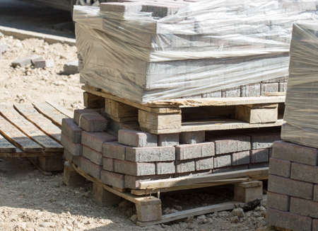 the curb, sidewalk, gravel, repair roads, repair of the surrounding groundsの写真素材