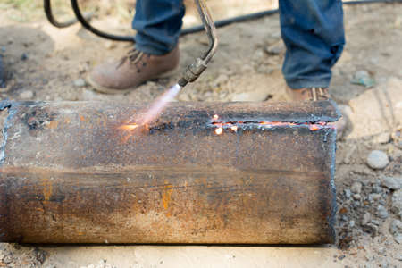 metal cutting with acetylene torch