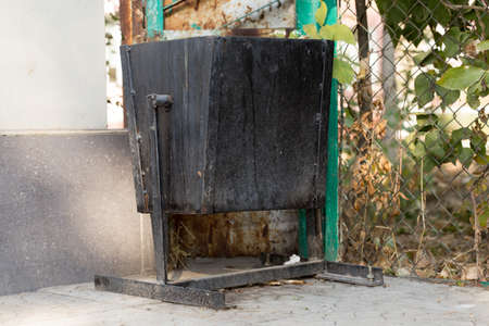 iron trash binの写真素材