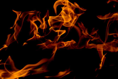 Fire flames on black backgroundの写真素材