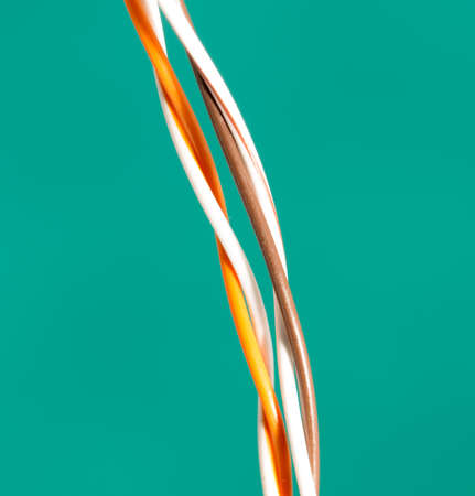 Wire on a green backgroundの写真素材