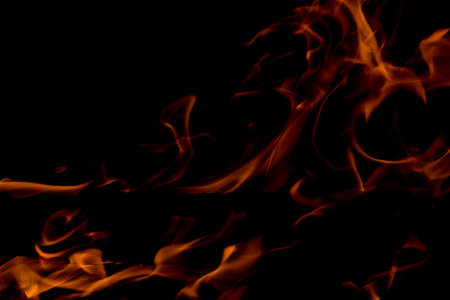 Fire flames on black backgroundの写真素材