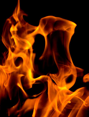 Fire flames on black backgroundの写真素材
