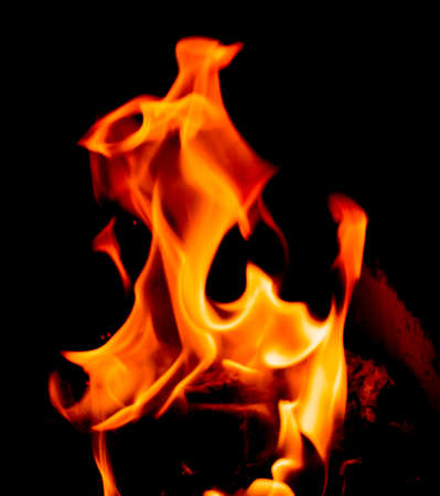 Fire flames on black background