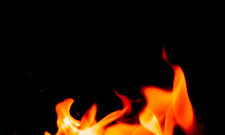 Fire flames on black background